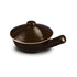 Ceramic Clay Pot w-Lid/Hdl Chocolate Brown-6.5"